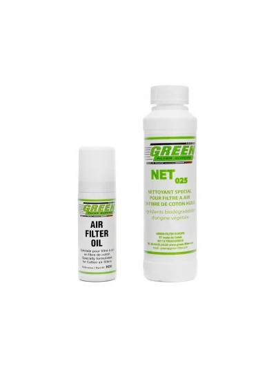 Kit d'entretien pour filtres à air Green 250ml + Huile aérosol 50ml