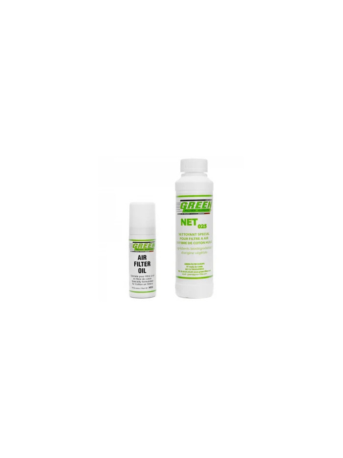 Kit d'entretien pour filtres à air Green 250ml + Huile aérosol 50ml